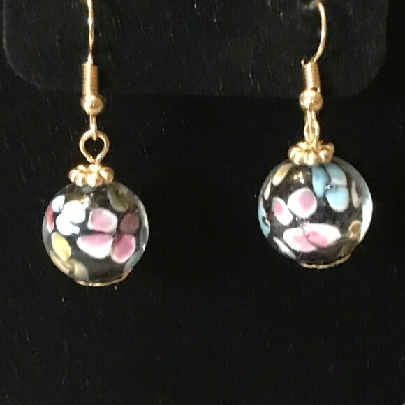 Black Confetti Beads Necklace and Earrings Set - Picture 3 of 5